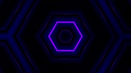 Abstract Neon Hexagon Tunnel Loop Background Animation