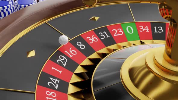Close-Up of Roulette Wheel with Ball and Chips, Backgrounds Motion ...