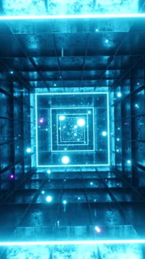 Nahtlose Loop-Bewegungsgrafik des Fliegens in einen quadratischen Rotationstunnel