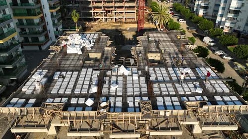 Aerial View of a Busy Construction Site
