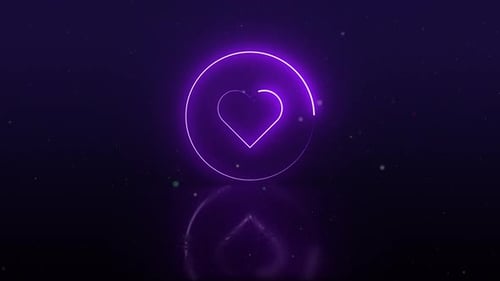 Glowing Neon Heart Icon Animation Reveal