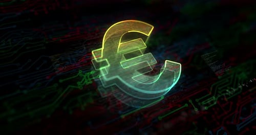 Futuristic Digital Euro Symbol Reveal on Tech Circuit