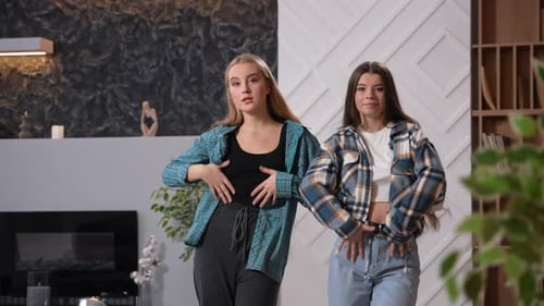 School Girls Dancing in Front of Camera