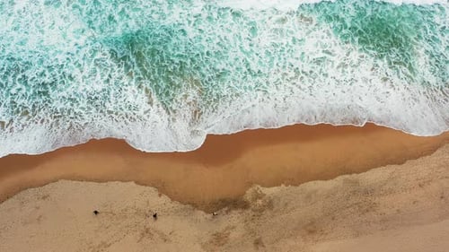Aerial View Ocean Wave and Sandy Beach