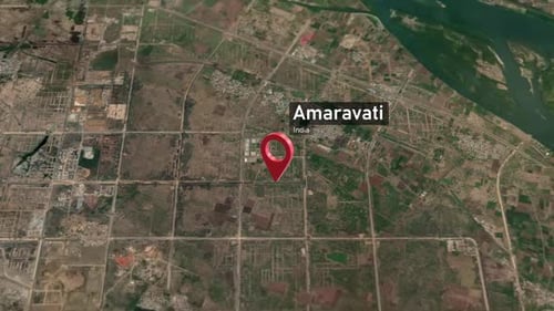 Amaravati City Map Zoom (India) from Space to Earth