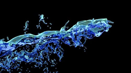Dynamic Blue Water Splash Fluid Element