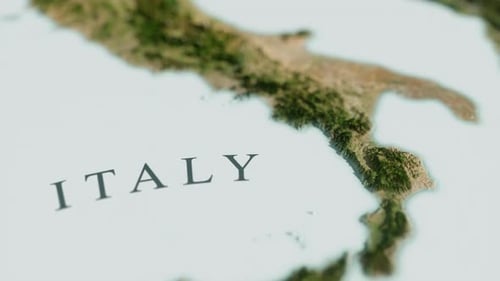3D Animated Textured Map of Italy Zoom Out Reveal