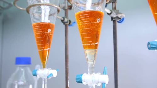 Orange Liquid Experiment in Glassware