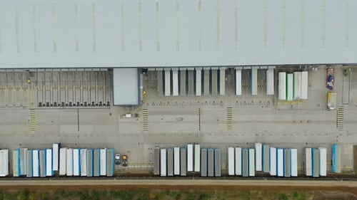 Aerial View of Busy Distribution Warehouse