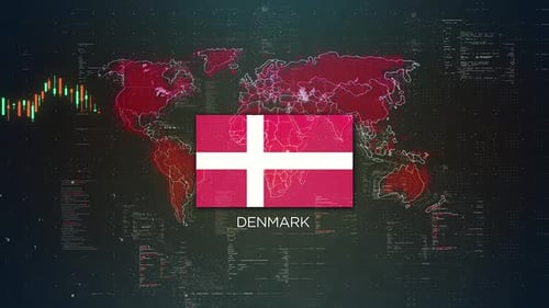 Denmark Stock Market Chart Background With Flag