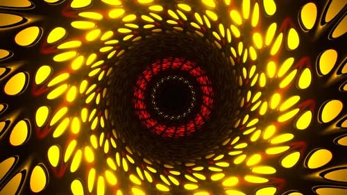 Red And Yellow Neon Light In Grate Tunnel Background Vj Loop In 4K