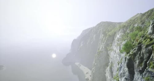 Sunlit Coastal Cliffs 3D Landscape Animation