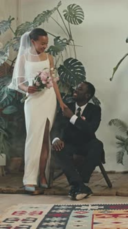 Stylish Couple Poses Together for Wedding Photo