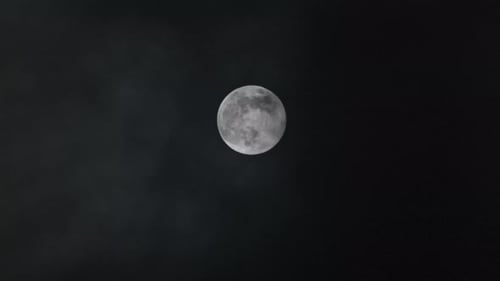 Full Moon in Dark Cloudy Night Sky