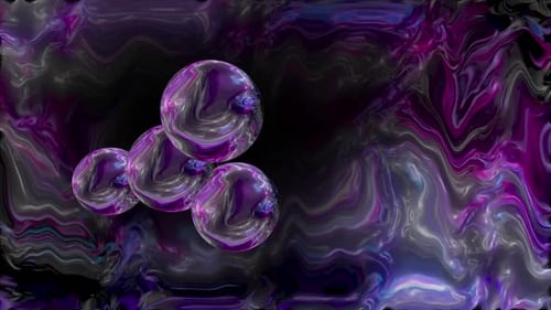 Abstract Fluid Pink Purple Orbs Appearing Animation