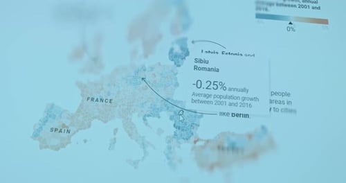 Animated Map Showing European Population Changes with Data