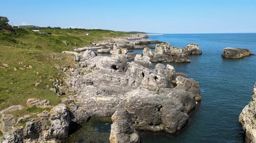 aerial coastline rocks