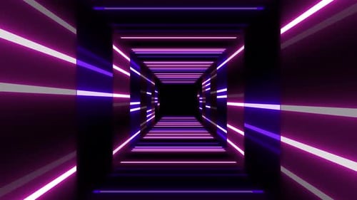 Futuristic Neon Light Tunnel Loop Background Animation