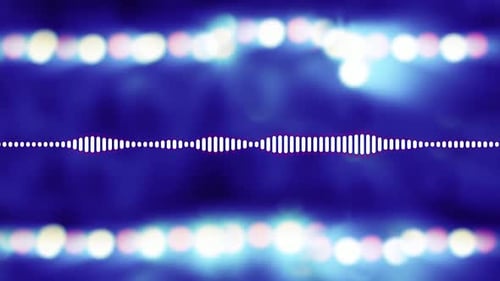 Audio Waveform Visual with Colorful Light Bokeh Background