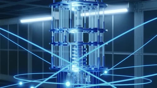 Close-Up of Quantum Computer in Futuristic Lab