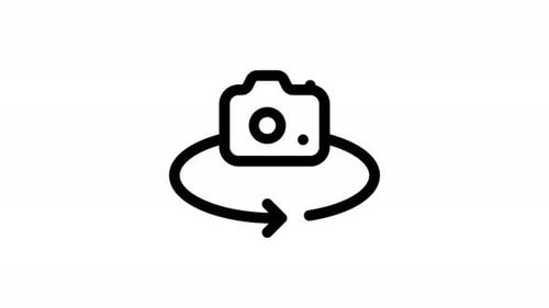 Animated Camera Icon with 360-Degree Rotation