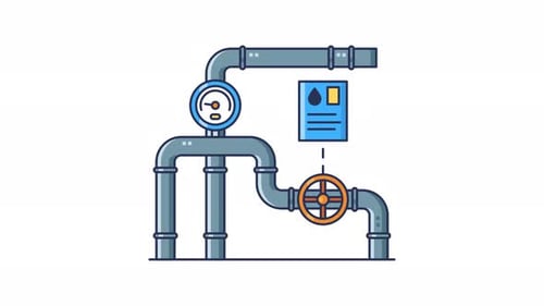 Industrielle Ölleitungen mit Manometer und Ventil für das Kraftstoffverteilungsmanagement Animation
