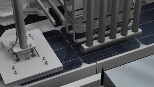 Close-Up of a Modern Industrial Robotic System