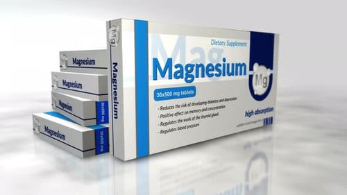 Magnesium tablets box abstract concept 3d