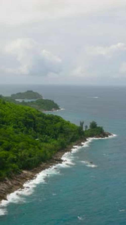 The Coast of Mahe Island with Jungle and Ocean Surf Seychelles Mahe