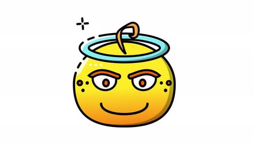 Animated Halloween Glitch Emoji with Halo and Spooky Effect