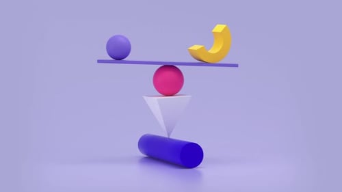 3D Extreme balance of various geometric figures on cylinder.