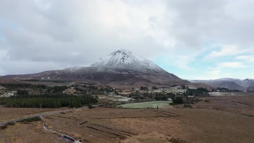 The Snow Covered Mount Errigal the Highest Mountain in Donegal Ireland