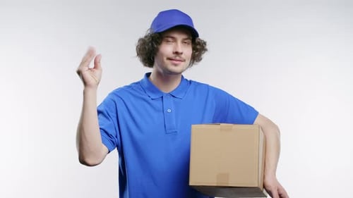 Irritated Post Courier Man Showing BlaBla Gesture With Hands Rolling Eyes