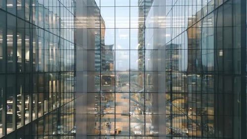 Corporate Glass Building Office Aerial Background (C)