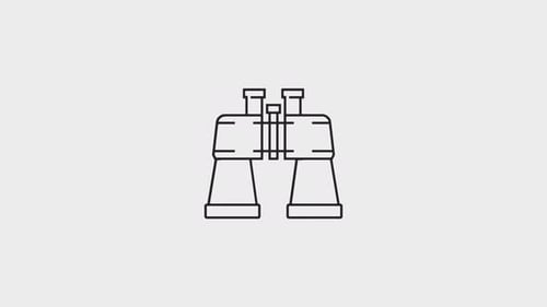 Minimalist Binoculars Line Art Reveal Animation