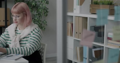 Young Woman Working on Computer in Office