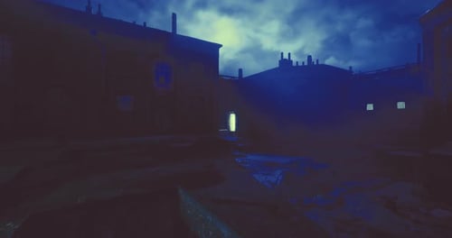 Mysterious Twilight in an Abandoned Alley Captures the Eerie Beauty of Dusk