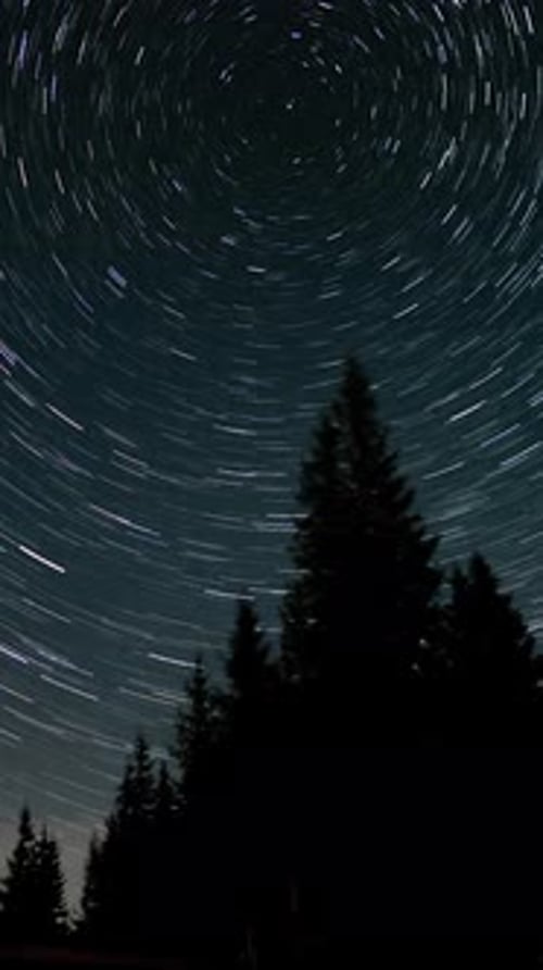 Star Trails Spinning in Night Sky Time Lapse
