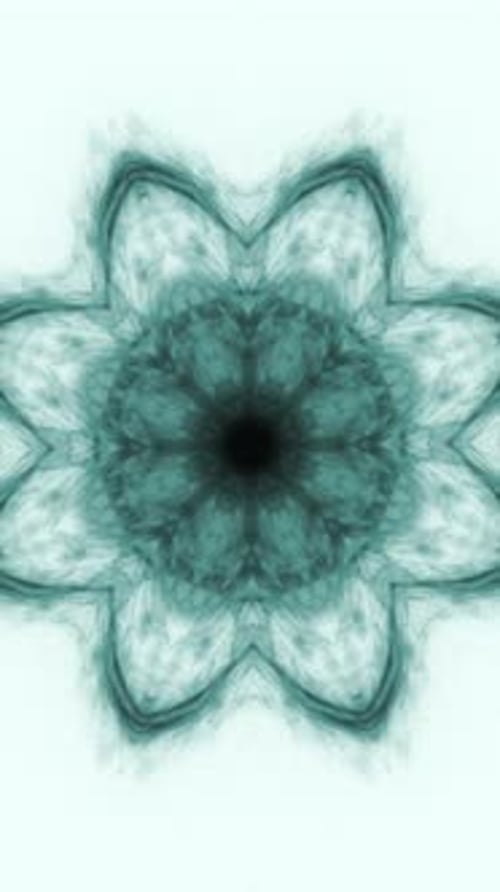 Fluid Abstract Kaleidoscope Pattern in Teal and White