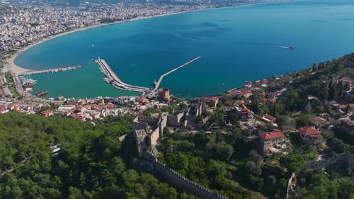 Aerial Video Ancient Fortress On A Cliff With Breathtaking Views Of The Sea A Perfect Combination Of