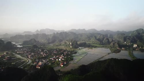 Aerial video The landscape of Ninh Binh in Northern Vietnam
