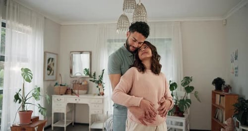 Loving Couple Embracing in Bright Home Interior
