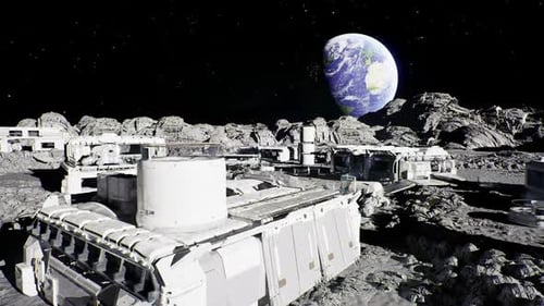Belvédère lunaire tranquille offrant une vue panoramique sur le lever de terre et des zones de sièges