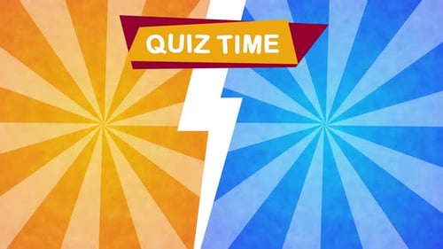 Quiz Time Vibrant Orange And Blue Sunburst Banner Announces Game Time