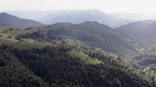 Aerial View of the Ukrainian Carpathians in Summer