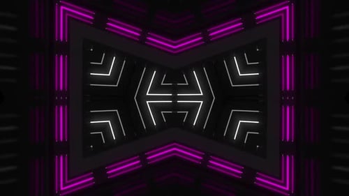 Dynamic neon tunnel with pulsing pink and white lights