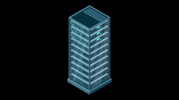 Isometric Server Rack Data Flow Animation, Backgrounds Motion Graphics ...