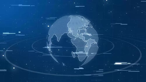 Animated Digital Earth Globe with Futuristic Network Grid