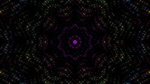 abstract lines colorful light shining round shape in center, black background