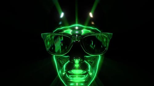 DJ In Sunglasses Green Reflective Head